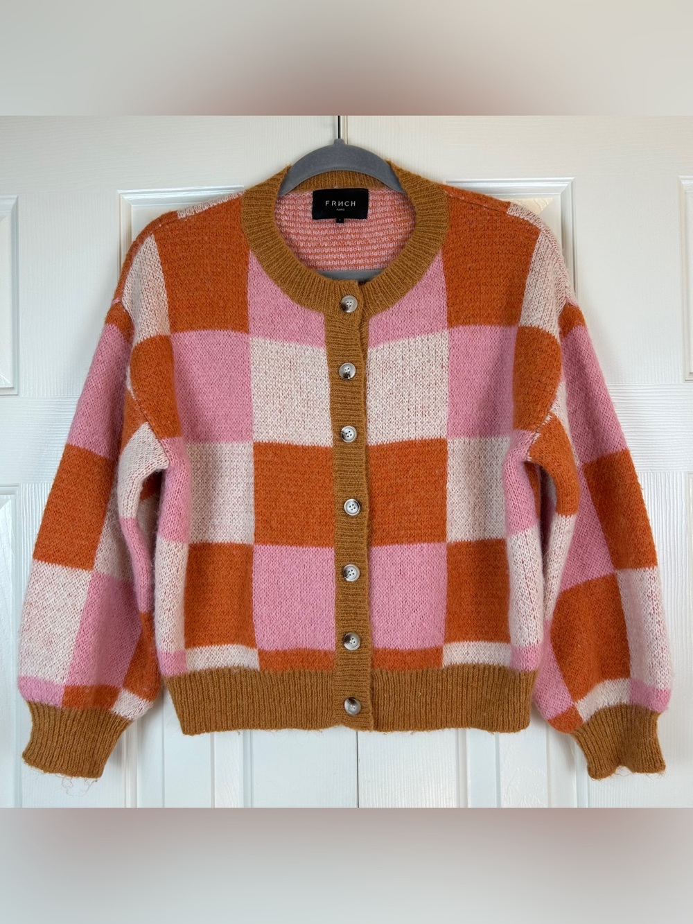 Frnch Paris Checkered Cardigan Sweater